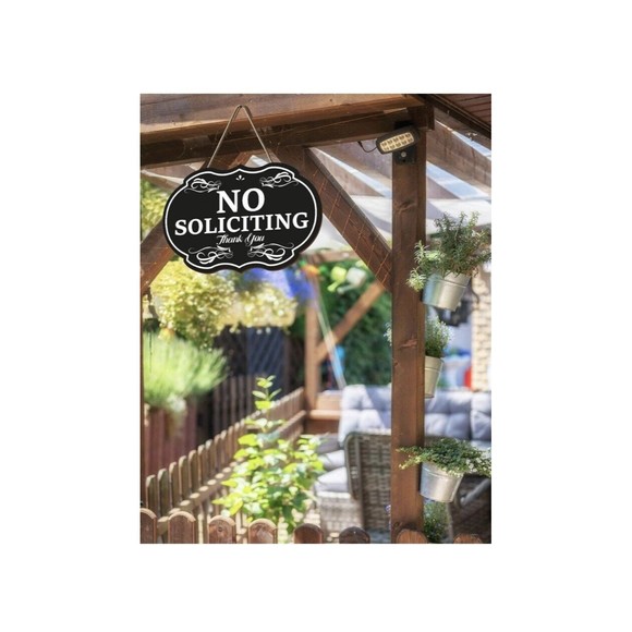 No Soliciting Wooden Sign for House Office, Vintage Look NEW - Picture 4 of 7